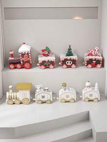 1 szt. Wielokolorowa świąteczna ozdoba w kształcie pociągu/prezent świąteczny/noworoczna ozdoba na biurko do domu w kształcie pociągu z kreskówek