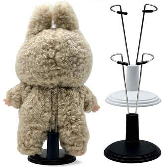 1/2 piezas Soporte ajustable de metal para muñecas, estilo Ins, soporte de exhibición para osos de peluche/figuras de 12-15cm, base negra/blanca, accesorios portátiles de fotografía (fijación multi-ángulo + almacenamiento de muñecos de peluche)