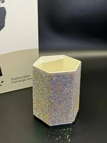 1个镶钻六边形化妆刷收纳盒,大容量,彩色水晶镶嵌,奢华闪亮表面,六边形圆柱造型,边缘整齐,卧室梳妆台化妆包配件,化妆包,化妆间桌面收纳包,化妆包,梳妆台,旅行,化妆包,收纳,化妆品整理包,洗漱包,桌面收纳包,化妆包,化妆袋,化妆品整理包,梳妆台配件,化妆袋,化妆包,珠宝盒,收纳袋,化妆刷收纳盒,刷架,香水收纳盒,收纳袋,女士礼物,圣诞礼物,女士礼物创意 - 彩色 - 查看 4