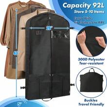 43-Inch Heavy Duty Garment Bag With Pockets For Dresses, Coats - 43 Inch Long w - View 2