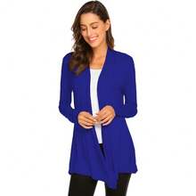 Newchoice Womens Casual Lightweight Long Sleeve Cardigan Soft Drape Open Front Fall Dusters (S-3XL) - Royal Blue - View 2