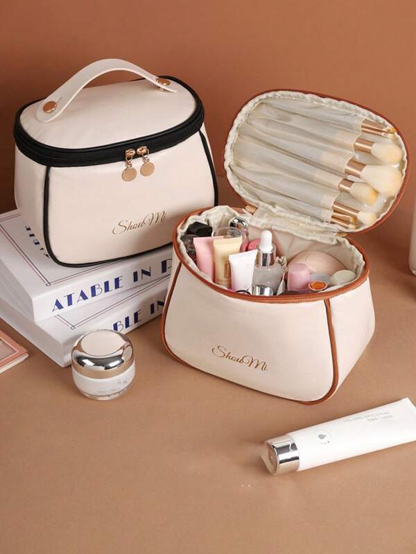 PU Leather Portable Cosmetic Bag, Cosmetic Storage Bag, Lightweight Toiletries Cosmetic Bag, Portable Travel Cosmetic Organizer, Handheld Cosmetic Storage Bag, Multi-Function Travel Storage Bag, Travel Essentials, Cruise Essentials, Dormitory Essentials, Valentine's Day Gifts, Wedding Bridesmaid Gifts, Birthday Gifts, Friends And Teacher Gifts, Mom Gifts, Christmas Gifts, Halloween Gifts