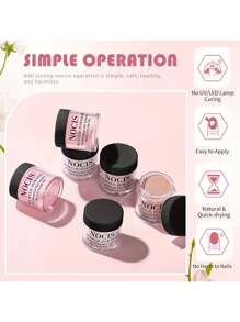 6 pièces Ensemble de faux ongles en acrylique complet - Liquide et poudre acrylique non jaunissants avec accessoires de nail art | Kit de manucure professionnel et DIY pour des extensions longue durée