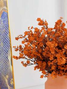 1pc Orange Artificial Baby's Breath And Star Flower Bouquet, Silk Satin Flower Arrangement For Halloween, Weddings, Parties, Home DIY Decoration