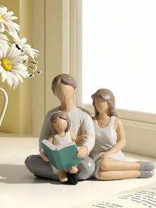 1pc Small Family Theme Resin Statue Decor Sculpture Crafts For Shelves, Desks, Living Rooms And Bedrooms, Great For Wedding Art Decoration, Mother's Day Gift, Birthday Graduation - Multicolor - View 11