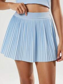 VUTRU 1Pc Pleated Pocket Mini Skirt With Built-In Shorts Light Support Tennis Golf Gym Summer - Baby Blue - View 4