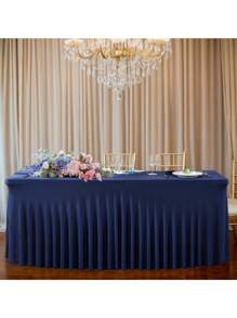 1 pieza Mantel de mesa de tela de espándex blanco, resistente a las arrugas y lavable, se ajusta a mesas de comedor rectangulares, funda elástica para mesa de patio, adecuada para bodas, banquetes, fiestas, estilo Ins de lujo, mantel elástico blanco para hotel, banquete, cumpleaños, conferencia