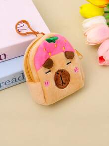 Cartoon Capybara Coin Purse, Plush Storage Bag With Turtle Degu Cute Backpack Pendant