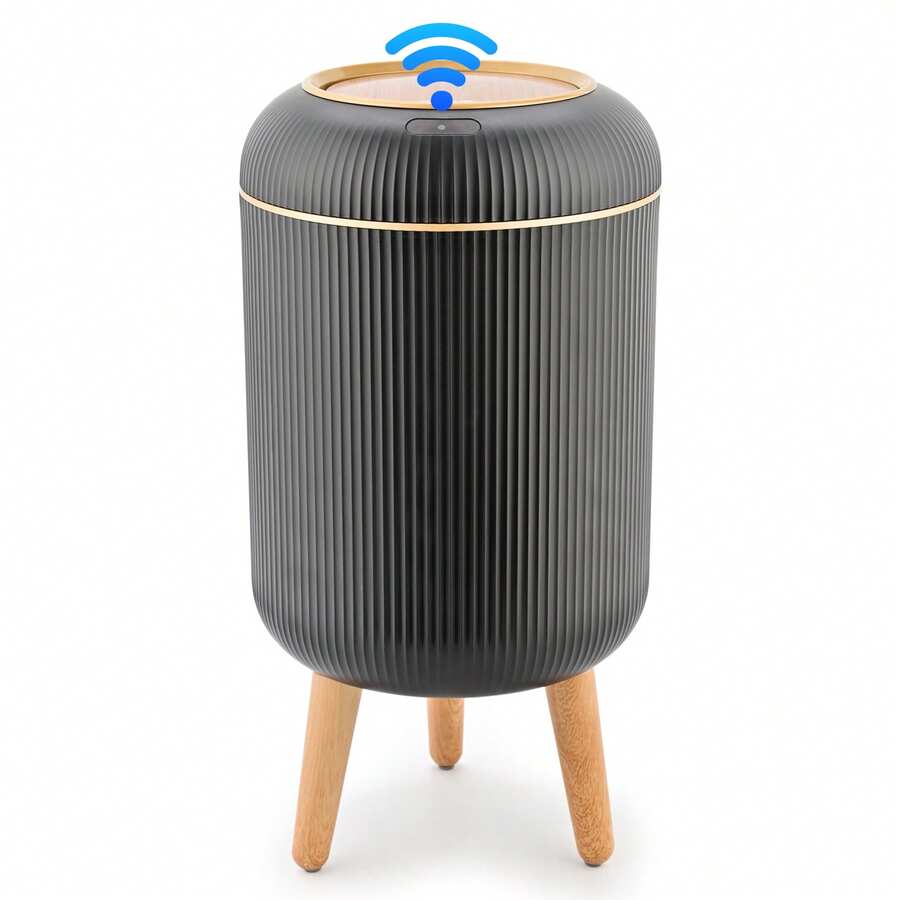SUSTEAS Motion Sensor Trash Can With Lid, Touchless Trash Can, Automatic Waterproof Garbage Can Plastic Trash Bins Suitable For Kitchen, Bathroom, Bedroom, Living Room, Office, Outdoor (Black) - 黑色 - 查看 1