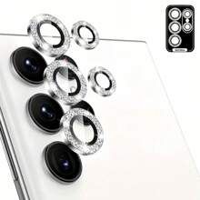 [Starry Sky Lens Film] Silver Sparkle Anti-Explosion Tempered Glass Lens Protector For Compatible With Samsung S25 Ultra/S2 FE, Compatible With S23/S22 Ultra/S25 Edge/A14 5G/A54/Filp5/Fold/A34/A55/A35/A15/A25/Full Series, Scratch-Resistant Starry Color Film