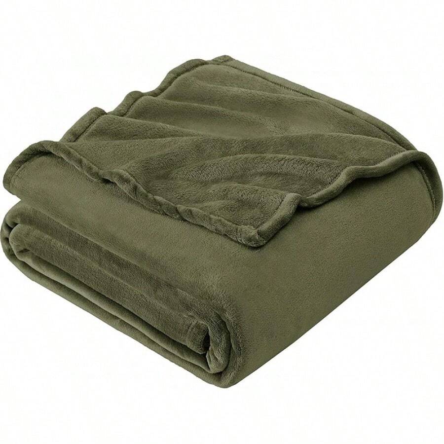 Sofa Blanket Living Room Cover SetFleece Blanket Twin Size, Soft Cozy Twin Blanket, Fuzzy Flannel Blanket Bed, Sofa, Couch, Travel, Camping, 60 X 80 Inches - 苔綠色 - 查看 1