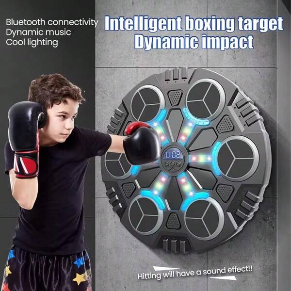 Kids Boxing Reflex Trainer - Wall Mounted Punching Target With Bluetooth, LED Lights & Music | 5-6 Target Zones For Reaction Training, Stress Relief & Family Fitness | Smart Electronic Martial Arts Gear For Boys & Girls (Glove Color May Vary)
