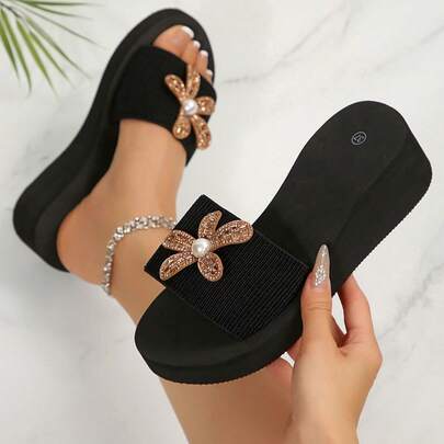 Women's Butterfly Sequin Non-Slip Soft Sole Elegant Party Ribbon Rhinestone Decorated Flat Shoes