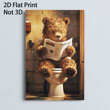 1 Pc Canvas Painting,2D Flat Print, Not 3D, Teddy Bear, Toilet, Newspaper,Wood Framed Painting (1) Thickness 2.5 Cm/ 1 Inch-Home Decoration For All Occasions,Ideal New Year, Valentine's Day,Thanksgiving,Easter,Christmas Gift,Room Decoration Aesthetic,Wall Decoration Art,Perfect Gift,Autumn And Winter Wall Decoration,Living Room Decoration, Bedroom Decoration, Kitchen Decoration, Entry Decoration, Bathroom Decoration, Direct Wall Painting, High Quality Wall Painting Poster,Modern Home Decoration Stretched And Framed Ready To Hang - Multicolor - View 1