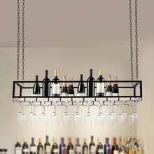 Mensola sospesa vintage, porta bicchieri da vino, mensola da soffitto, barre portabottiglie, portabottiglie da 110 cm