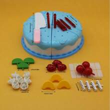 1 Set ABS Kinder Geburtstagskuchen Spielzeug, realistische traditionelle Geburtstagskuchen, Obst- und Süßigkeitenscheiben Spielzeug Sets, Geburtstags- und Weihnachtsgeschenke, Kunststofflebensmittel, Holzküchen Spielzeug, Holzlebensmittel Spielzeug