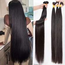 Straight Human Hair Bundles 12A Brazilian Human Hair 3 Bundles 100% Unprocessed Virgin Human Hair Weave Straight Bundles Human Hair Extensions Natural Black Color - Natural Black - 查看 1