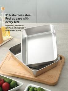 5 Piece Stainless Steel Food Storage Set With Clear Lid, Large Square Container For Meat, Fruits And Vegetables, For Camping, Outdoor And Home Use, Stackable Kitchen Organizer - Multicolor - View 2