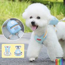 3pcs Dog Walking Set: Harness, Carrier Bag & Leash, Breathable Mesh Vest Harness With Buckle, Suitable For Small Dogs & Cats