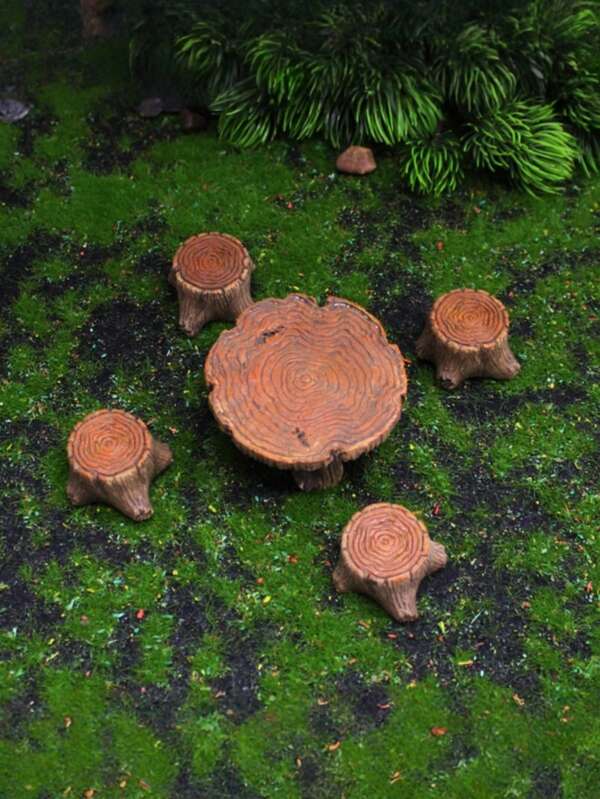 1 Conjunto de 5 Mini Troncos de Árvore, Acessórios de Decoração de Mesa e Cadeira de Madeira Maciça, Artesanato em Resina Adequado para Decoração de Casinha de Bonecas e Projetos DIY, Jardim de Fadas