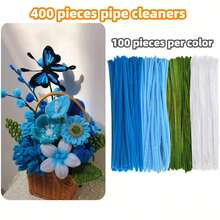超值套装,200/371/400个DIY管道清洁器项目,蓝绿白雪尼尔工艺茎束,用于婚礼花束和生日派对的管道清洁器装饰,毛绒棒花套装,DIY手工管道清洁器工艺用品,婚礼生日礼物,管道清洁器工艺用品,独特的管道清洁器工艺品,管道清洁器工艺教程,用雪尼尔茎制作工艺品,彩色雪尼尔管道清洁器 - 彩色 - 查看 5
