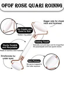 3件套冰按摩滚轮套装 - 面部清凉按摩滚轮，面部按摩工具，硅胶冰按摩滚轮，玫瑰石英滚轮按摩器带刮痧板，用于缓解面部和眼部浮肿，面部按摩器，轮廓塑形，护肤提亮，适用于眼部、颈部和面部，冰按摩滚轮模具 - 护肤工具 - 白色 - 查看 4