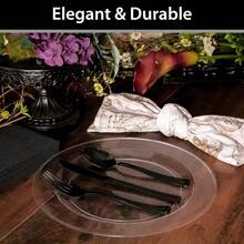 Tablesettings 30 Count Premium Quality Heavyweight 10.25 Inch Plastic Plates China Like Wedding And Party Dinnerware, Plastic Dinner Plates, Crystal Clear, 30 Count - Crystal Clear - View 9
