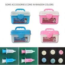 Set de 42 piezas de juguete de doctor, Estetoscopio de enfermera, Juguete de casa de muñecas dental (color aleatorio), Juego educativo de rompecabezas de doctor, Juego de doctor para niños que incluye caja de herramientas médica, casa, enfermera, inyector y estetoscopio