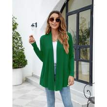 Newchoice Womens Casual Lightweight Long Sleeve Cardigan Soft Drape Open Front Fall Dusters (S-3XL) - Hijau - View 6