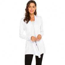 Newchoice Womens Casual Lightweight Long Sleeve Cardigan Soft Drape Open Front Fall Dusters (S-3XL) - White - View 1