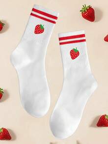 5 Pairs,1 Pair, ,Strawberry Cartoon Element Printed Mid-Calf Socks,Red Double Stripe Mid-Calf Socks,Strawberry Outfit Matching,Fringed Socks,Women's Fringed Socks,Fall Clothes,Accessories, Knee High Socks,Halloween Gifts,Stitch Stuff,Christmas Gifts,Kids' Socks,Lace Socks,Bubble Socks - Multicolor - View 10