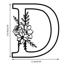 1 pieza Cartel de metal con Flor y Letra, Combinación personalizada de nombres, letras iniciales y palabras, Decoración de pared de arte de metal, Decoración DIY de fondo de boda, Regalo para el hogar