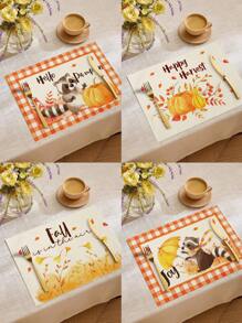 1 buc/4 buc/6 buc/60 buc covorașe izolate cu veveriță, dovleac, frunze de arțar, covorașe din in Hello Autumn, covorașe ușor de curățat, potrivite pentru casă, restaurant, decor pentru masă, rechizite pentru casă