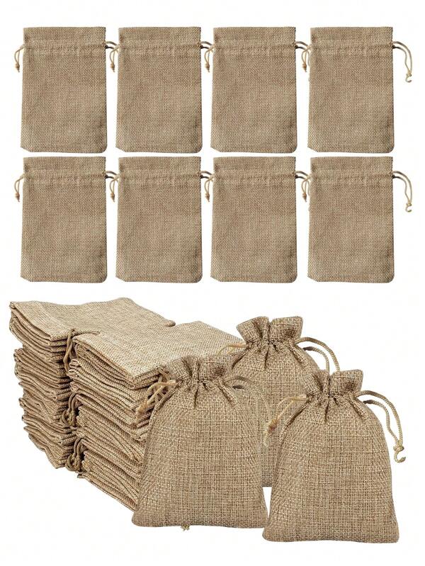 20 pièces - Sacs à cordon en toile de jute, sacs en toile de jute jaune avec cordon, mini sacs cadeaux en toile de jute avec cordon, pour mariage, anniversaire, fête, bijoux, cosmétiques, écouteurs, power banks et sacs de rangement à la maison, artisanat DIY, cadeaux de mariage, présentoir et emballage pour la création de bijoux, fournitures de fête, Halloween, Noël