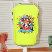 1 件无袖字母印花宠物猫背心，轻便透气的狗狗夏季衣服，适合贵宾犬、比熊犬和哈巴狗 - 芥末黃 - 查看 6