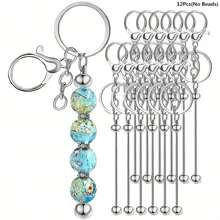 4/8/12/20pcs(No Beads) Beaded Key Chain Kits, Metal Blank Beaded Key Chain DIY Accessories, For Pendant, Jewelry Making, Gift