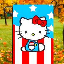 Sanrio Sanrio 2pcs Hello Kitty Halloween 2025 Pumpkin Garden Flag 40cm * 35cm Sanrio Garden Flag Courtyard Outdoor Decoration Halloween Bedroom Decoration (Random Styles Sent)