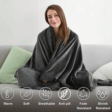 Sofa Blanket Living Room Cover SetFleece Blanket Twin Size, Soft Cozy Twin Blanket, Fuzzy Flannel Blanket Bed, Sofa, Couch, Travel, Camping, 60 X 80 Inches - 木炭 - 查看 8