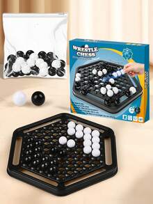 二合一大力士推棋和四子棋桌面棋盘游戏，黑白策略棋，家庭聚会互动游戏玩具，节日派对礼物 - 二合一黑白遊戲棋 - 查看 2