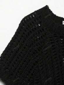 ZEVITY Side Lace-Up Decor Hollow Out Casual Knitted Top
