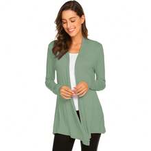Newchoice Womens Casual Lightweight Long Sleeve Cardigan Soft Drape Open Front Fall Dusters (S-3XL) - Sage Green - View 2