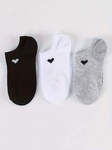 1/6/9/10/15 Pairs Women Cute Solid Heart Boat Socks, Soft & Comfortable, Moisture-Wicking, Suitable For Sports & Casual Wear