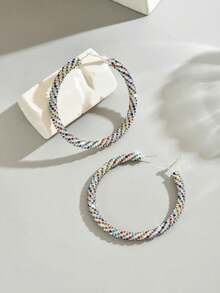 一对手工水晶装饰正式晚会耳环