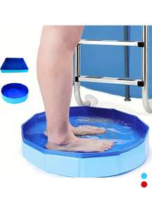 1pc PVC Composite Foldable Foot Bath Basin, Portable Foldable Swimming Pool Water Inlet Foot Bath Basin, Essential Accessory For Swimming Pool Cleaning