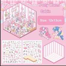 可爱动物卡通 3D 场景贴纸全系列，DIY 房屋贴纸，3D 可爱微型场景贴纸，适合成人儿童缓解压力打发时间 - 彩色 - 查看 10