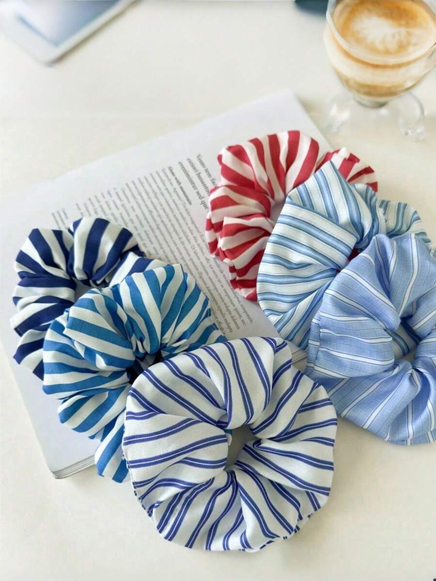 1/3/6 极简条纹发带、简约派对休闲发带、马尾夹、节日礼物发饰、涤纶、发饰、发带、蝴蝶结配饰、发带、发饰、马尾夹、发圈、发胶、发圈 - 彩色 - 查看 1