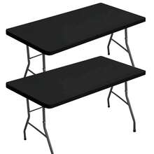LMETJMA Rectangle Tablecloth Elastic Fitted Tablecloths For 6 Ft Tables Washable Folding Polyester Table Cover JT898