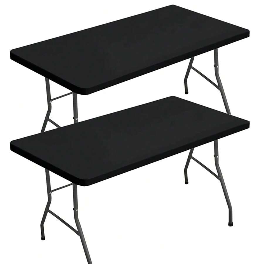 LMETJMA Rectangle Tablecloth Elastic Fitted Tablecloths For 6 Ft Tables Washable Folding Polyester Table Cover JT898