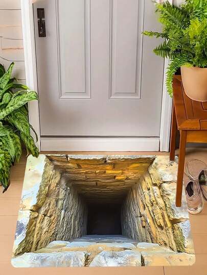 1/2pcs Dry Well Visual Art Door Mat - Non Slip, Absorbent Polyester Mat With Realistic 3D Effect 2D Printed Floor Mat, Lightweight And Machine Washable, Perfect For Bathroom, Bedroom, Living Room, Camping, Picnicking, Yoga, Etc. | Realistic 3D Visual Effect | Absorbent Mat, Bathroom Floor Mat
