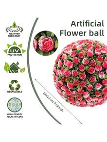 1 pieza Bola de rosa artificial, bola de hierba, rosa oscuro, material de PE, 3 opciones de tamaño, Aglaia Odorata, decoración de boda, planta artificial, decoración exterior, flor artificial, decoración de habitación, decoración de escritorio, decoración de jardín, decoración interior, fácil de desmontar, utilizable durante 1-3 años, sin mantenimiento requerido, adecuado para oficina, sala de estar, dormitorio, comedor, decoración, regalo del Día de San Valentín - rosa oscuro - Ver 15